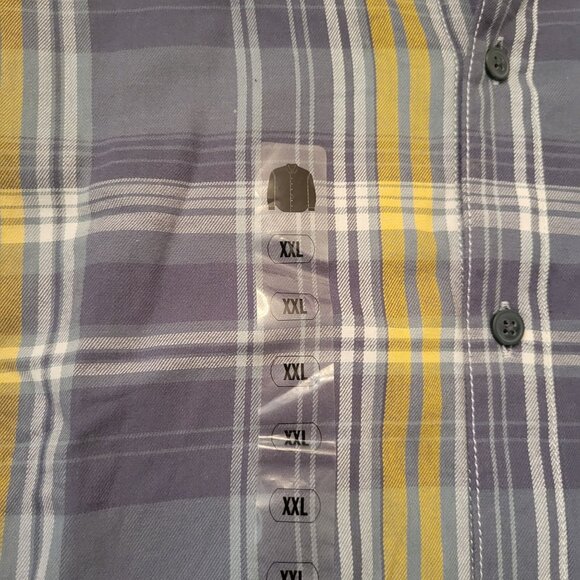 Columbia Omni Wick Plaid Long Sleeve Shirt XXL Button Down Yellow Blue - Picture 6 of 7